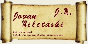 Jovan Miletaški vizit kartica